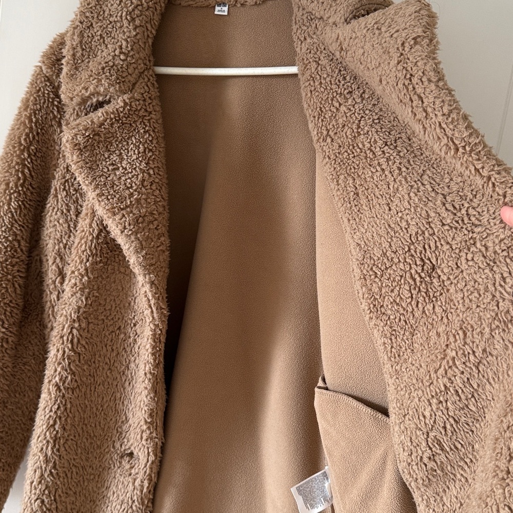 Uniqlo Teddy Coat, Brown - Picture 6 of 7